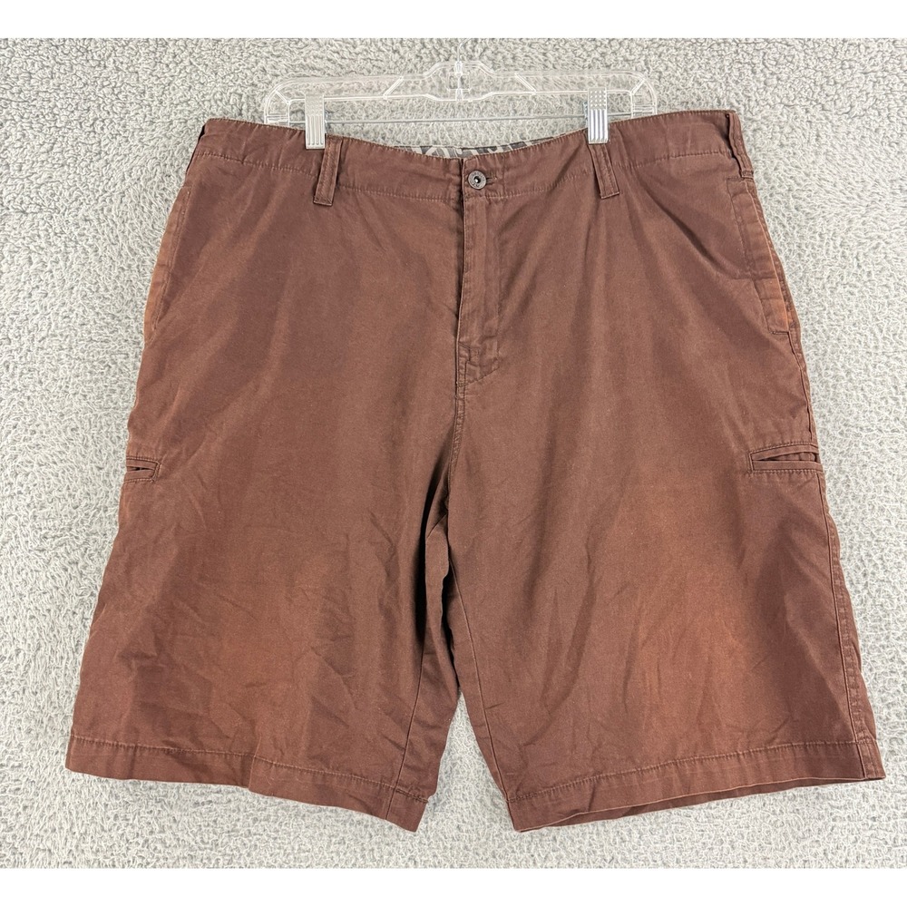 Rusty Cargo Shorts Mens 36 Brown Vintage Cotton Canvas Camo‎ Lined Utility